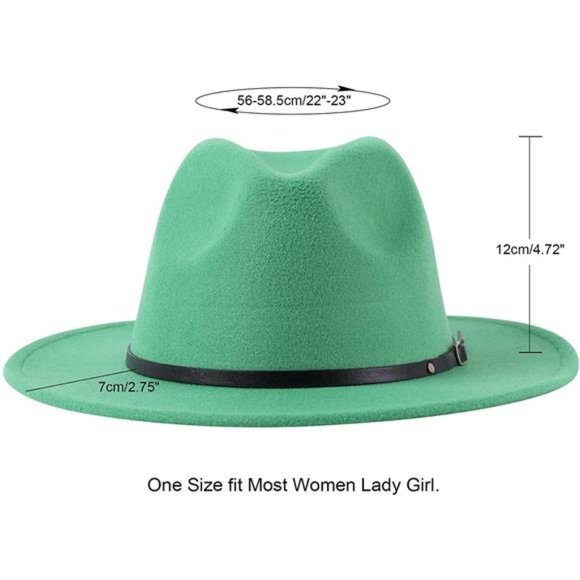 Lanzom Womens Classic Wide Brim Floppy Panama Hat Belt Buckle Wool Fedora Hat